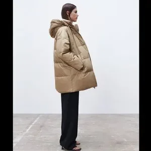 Zara | Jackets & Coats | Water Wind Protection Hooded Down Coat